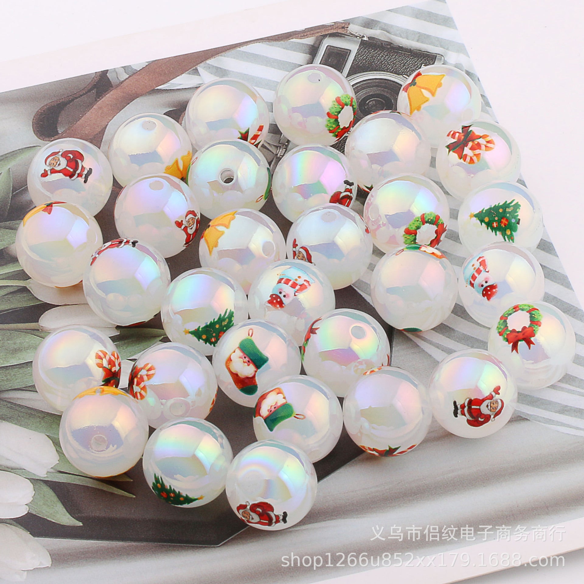 Wholesale 20pcs/pack Acrylic Christmas Bells Old Man Christmas Tree DIY Beaded Accessories